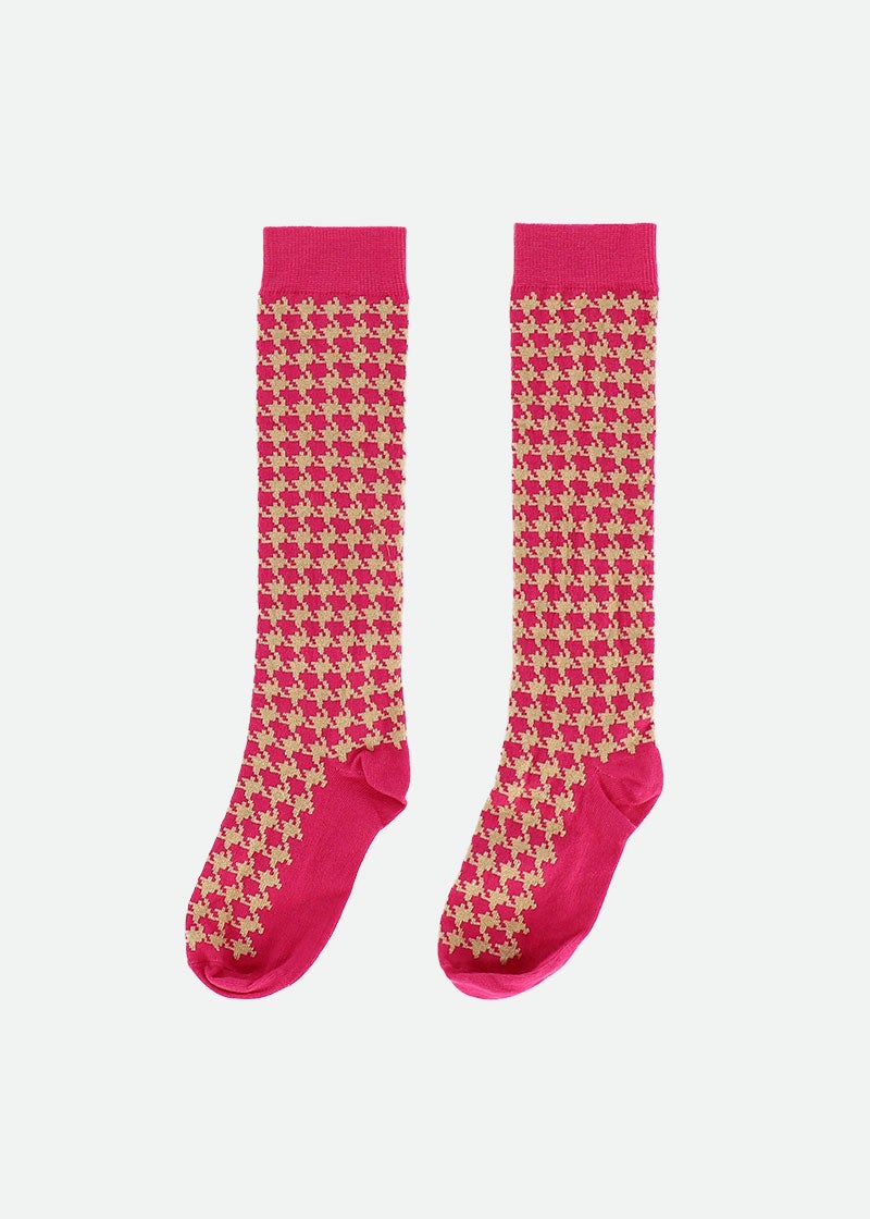 Hudson Houndstooth Socks Pop Pink