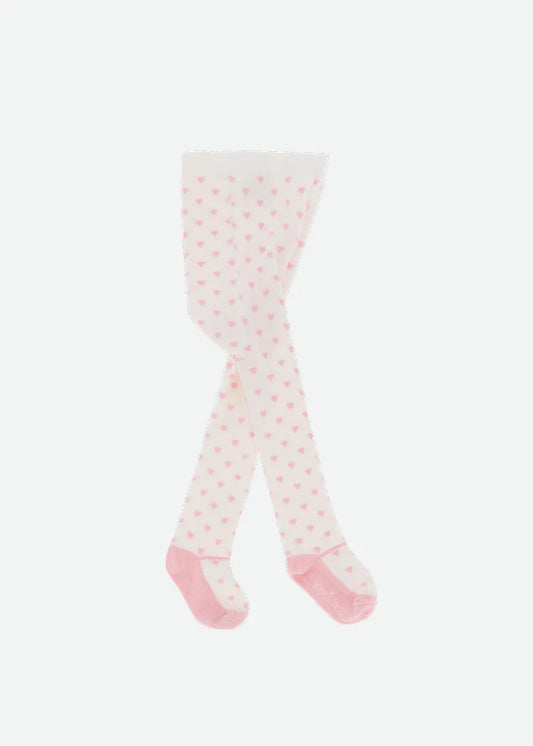 Tilly Heart Tights Snowdrop/Ballet Pink