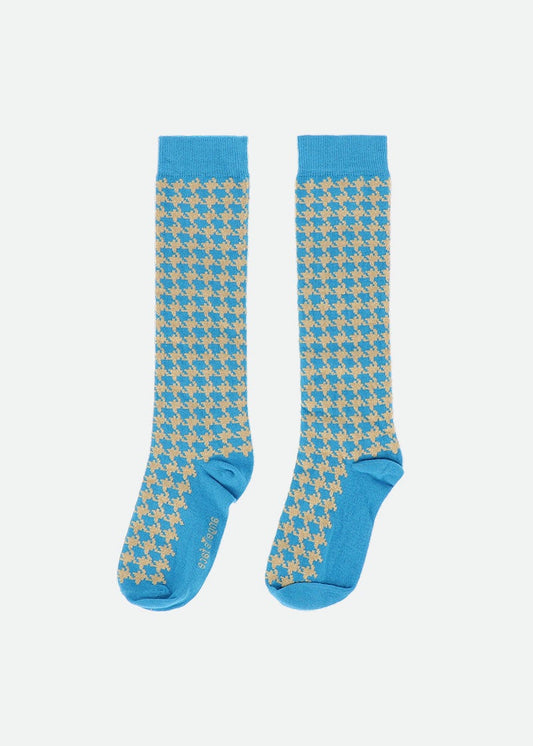 Hudson Houndstooth Socks Turquoise