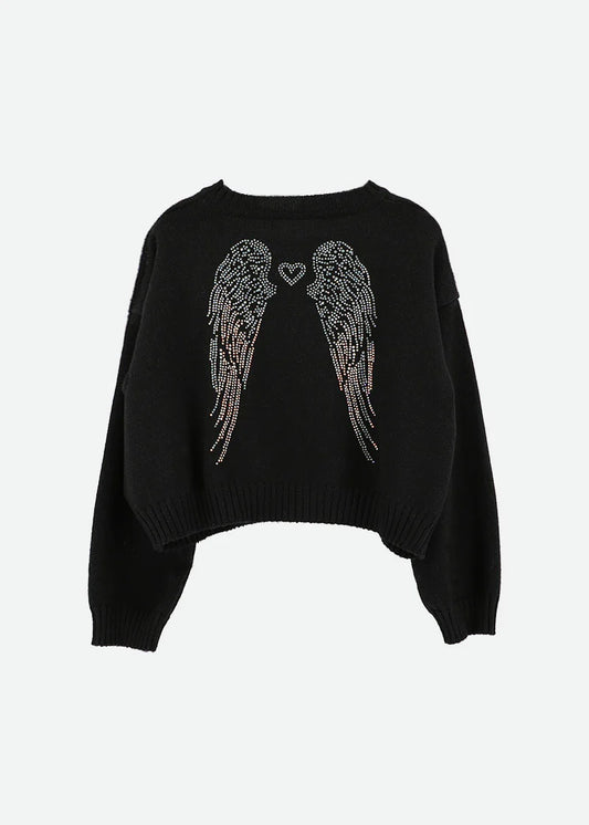 Roberta Cropped Wings Jumper Black