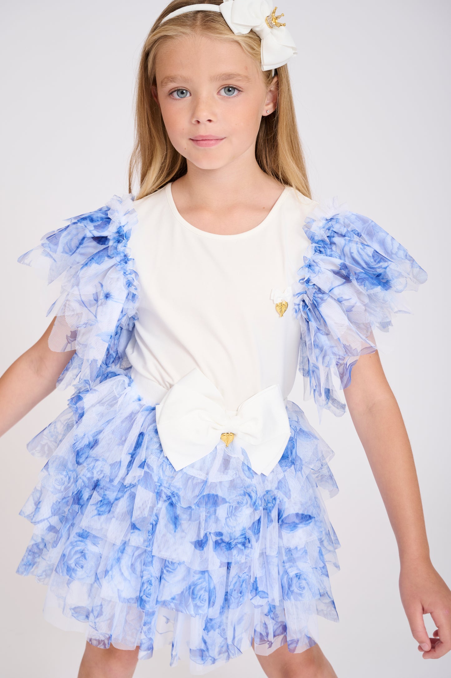 Loretta Top Blue Flower/Snowdrop