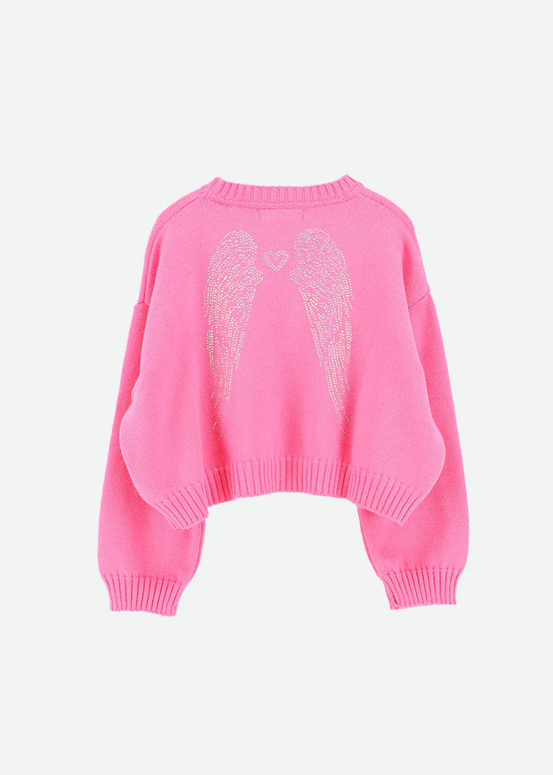 Roberta Cropped Wings Jumper Hot Pink