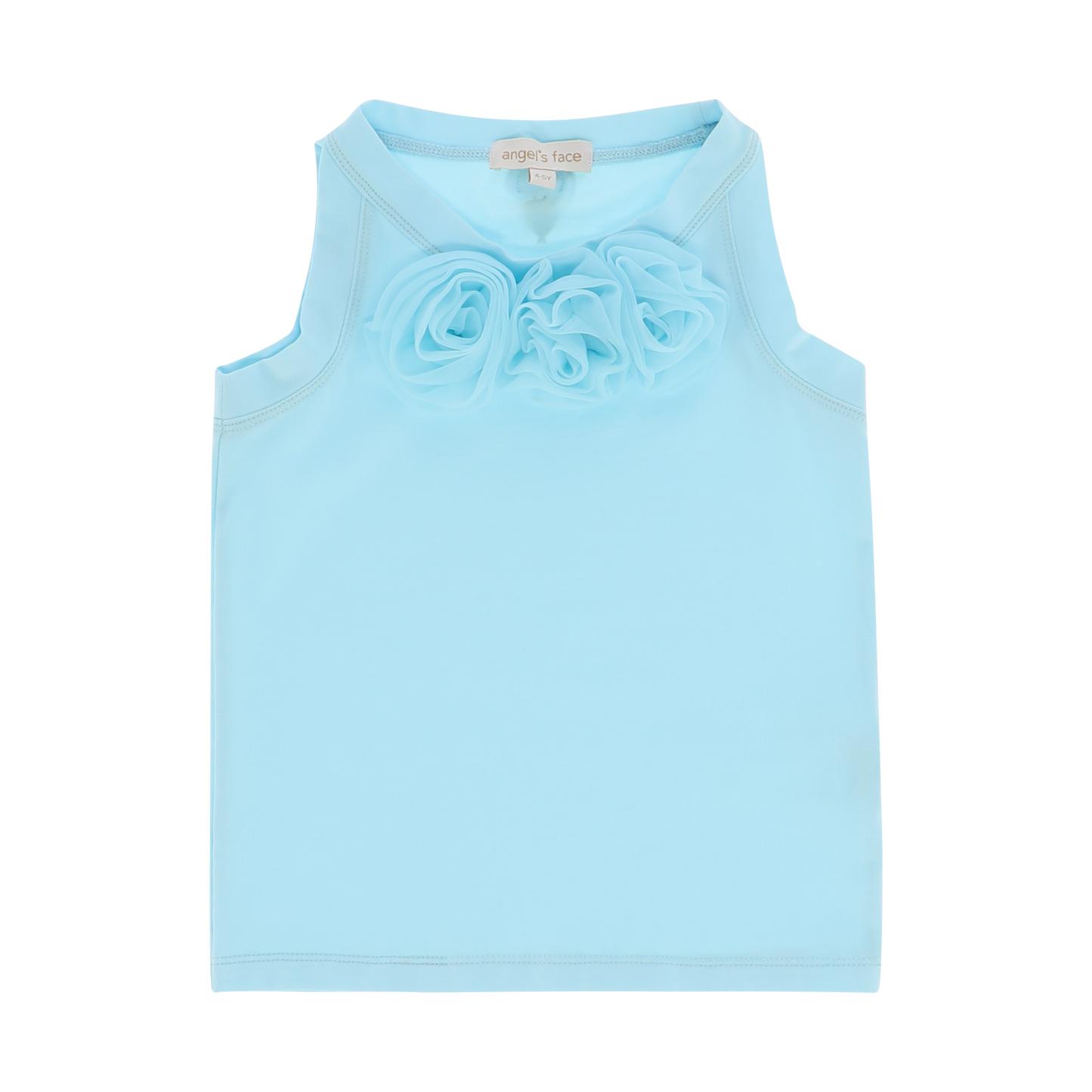 Ottilie Tulle Roses Top Aqua