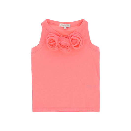 Ottilie Tulle Roses Top Coral