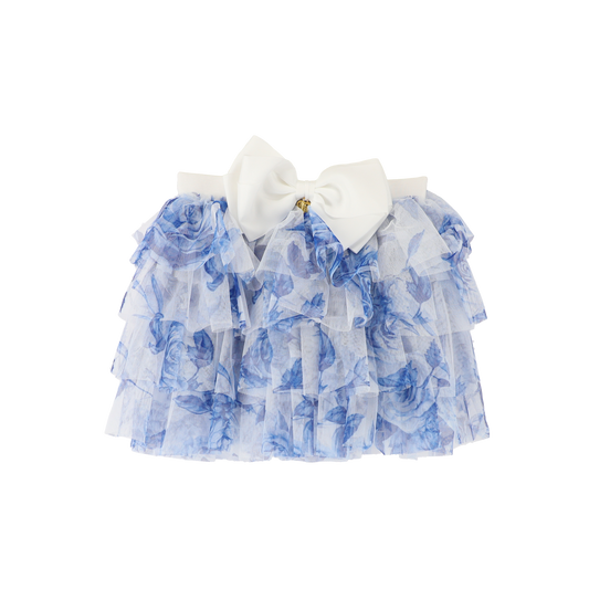 Abbie Skirt Blue Flower/Snowdrop