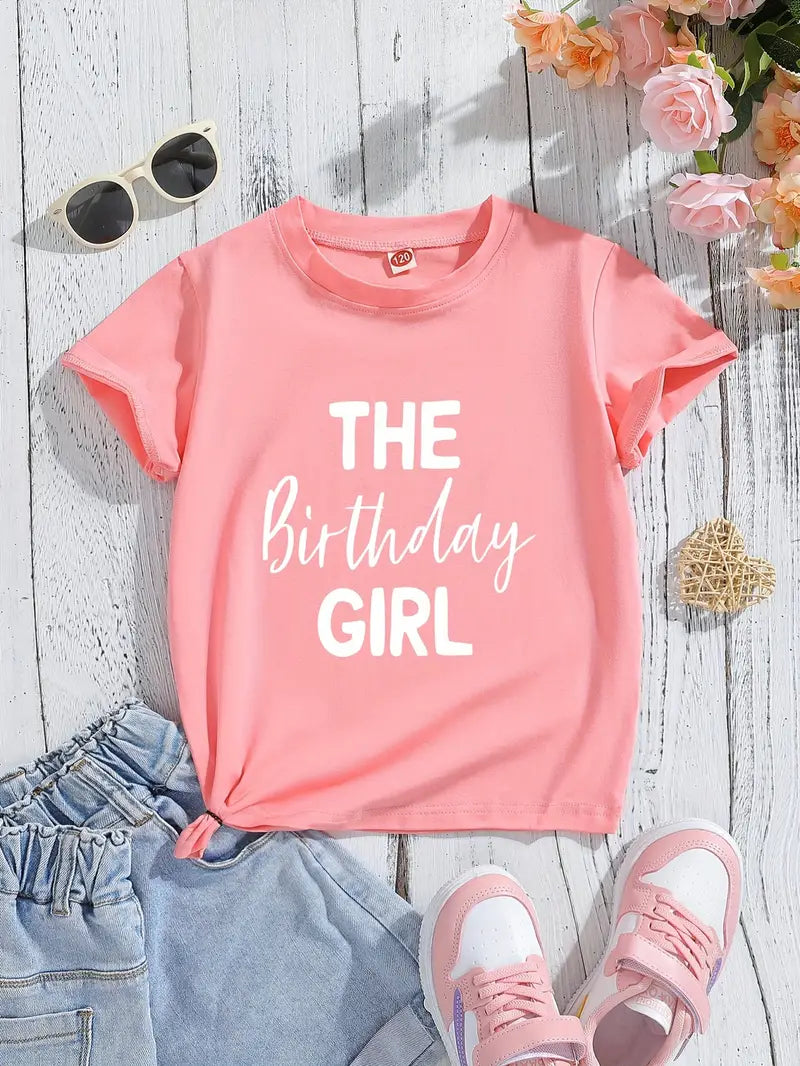 “The Birthday Girl” Short Sleeve T-Shirt Pink