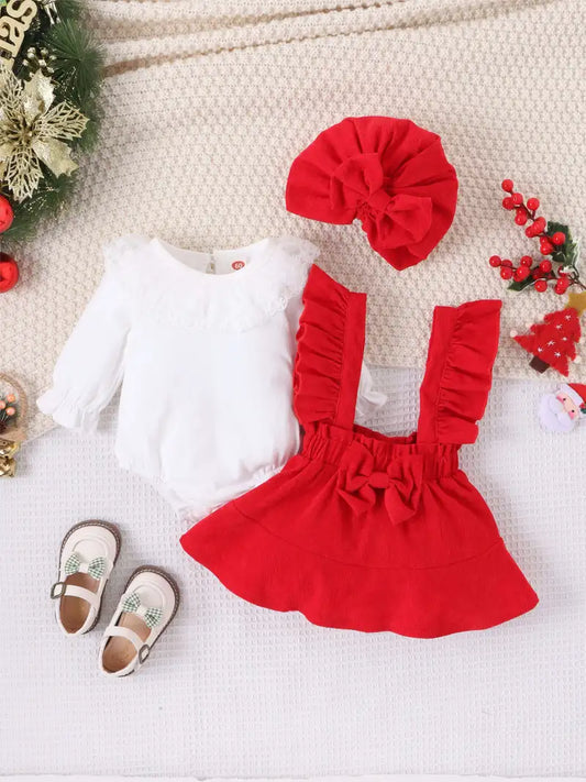 Little Divas Christmas Outfit White/Red