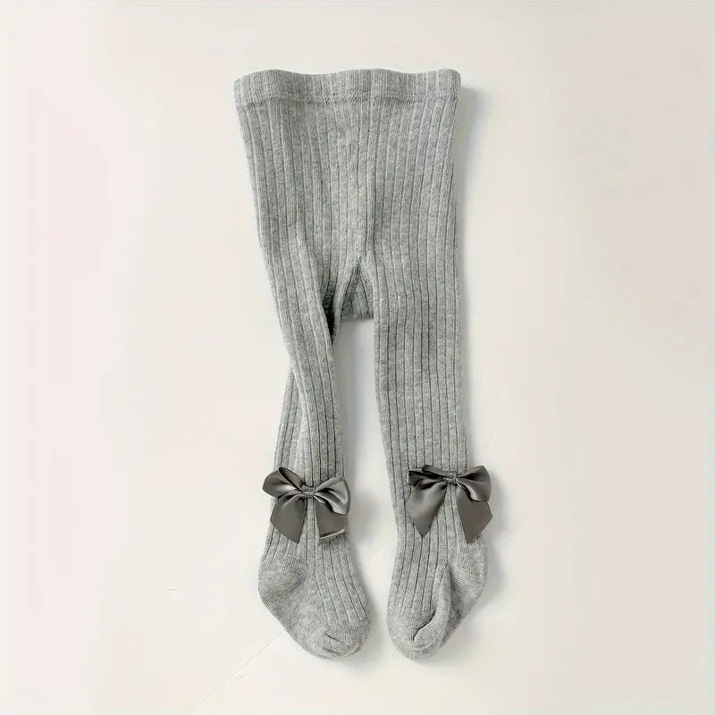 Tights With Bowknot Grey