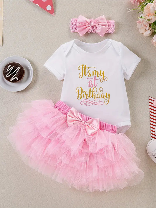 “It’s My 1st Birthday” Outfit Set Pink