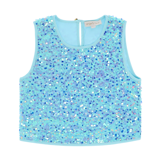 Diva Sequin Top Aqua