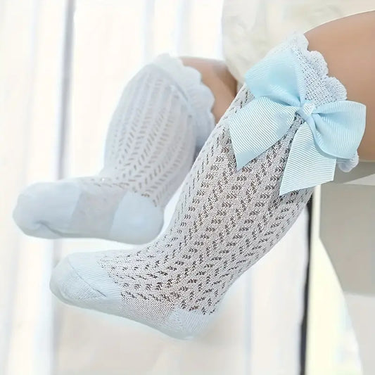 Bowknot Knitted Socks Light Blue