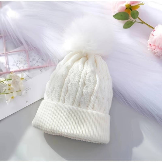 Ball Knitted Hat White