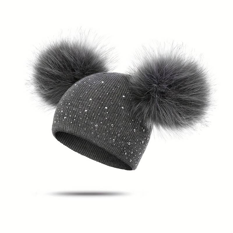 Diamond Pompon Beanie Dark Grey