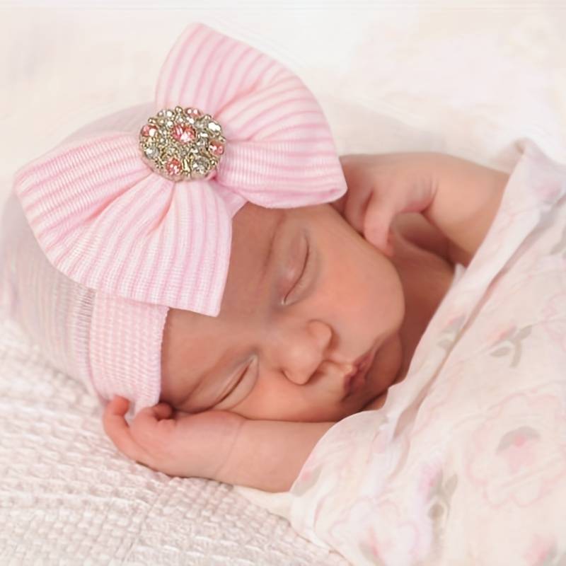 Baby Knitted Tire Cap White/Pink