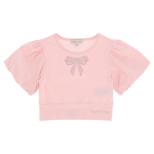 Dollie Pearl Bow Top Pale Pink