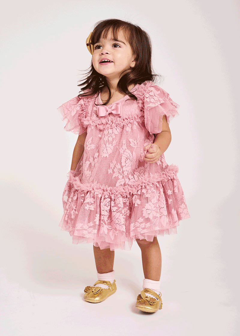 Vida Lace Baby Dress Tea Rose