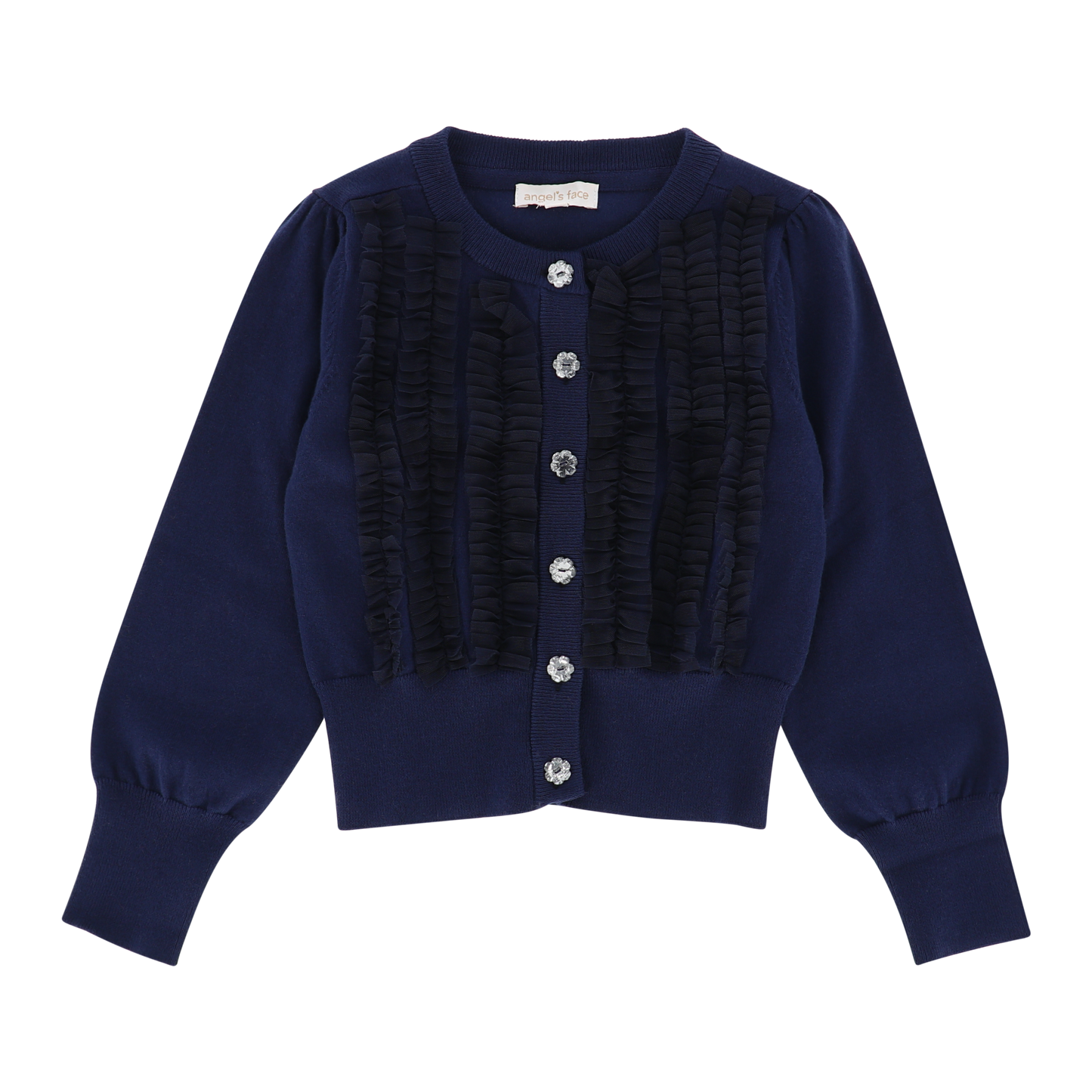 Izzy Tulle Ruffle Cardigan Navy