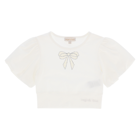 Dollie Pearl Bow Top Snowdrop