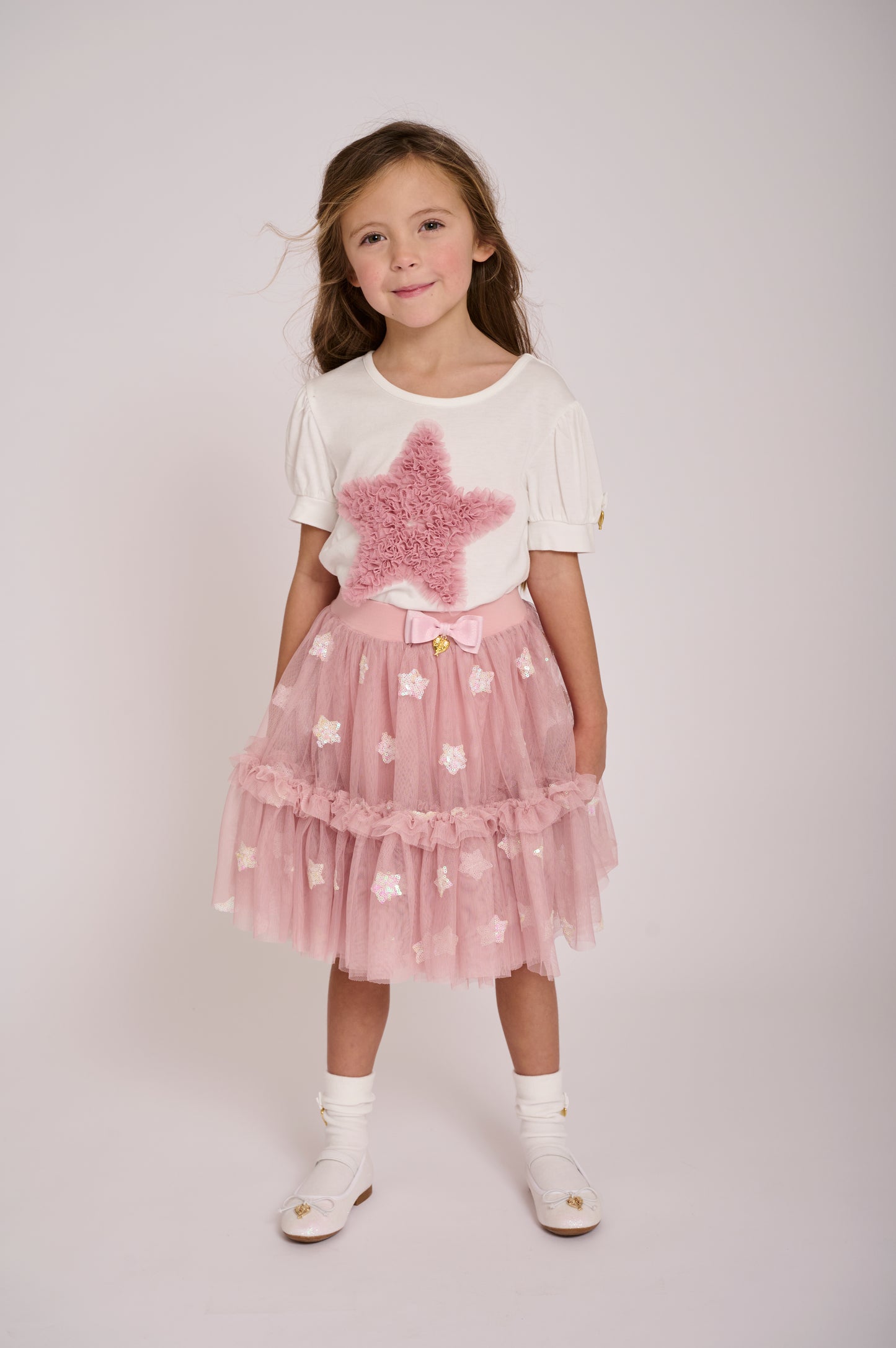 Shannon Sequin Star Skirt Tea Rose