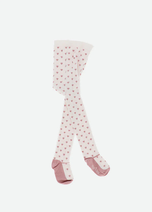 Tilly Heart Tights Snowdrop/Tea Rose