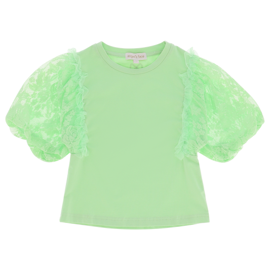 Vivian Lace Sleeve Top Green