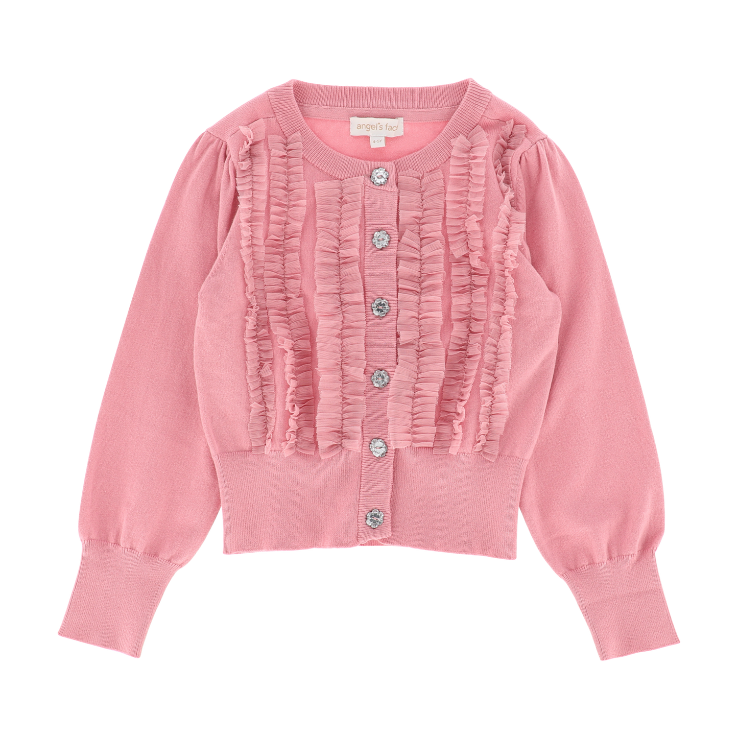 Izzy Tulle Ruffle Cardigan Tea Rose