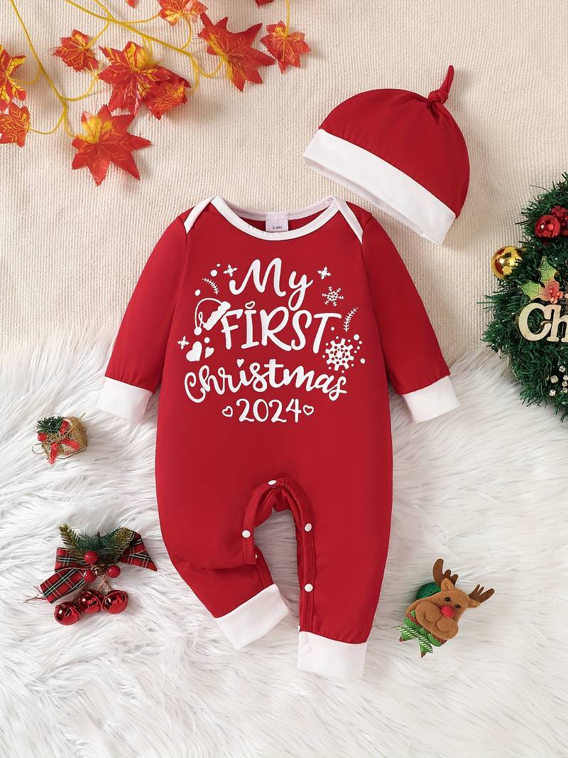 “My First Christmas 2024” Unisex Romper Red