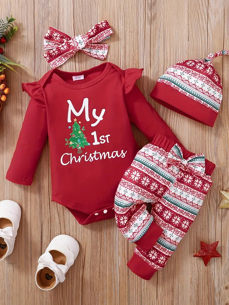 "My 1st Christmas" Girls Set Red