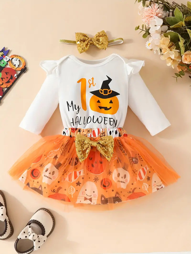 “My 1st Halloween” Tutu Outfit White